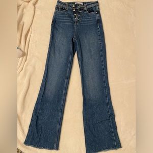 Zara high waisted wide leg raw hem jeans